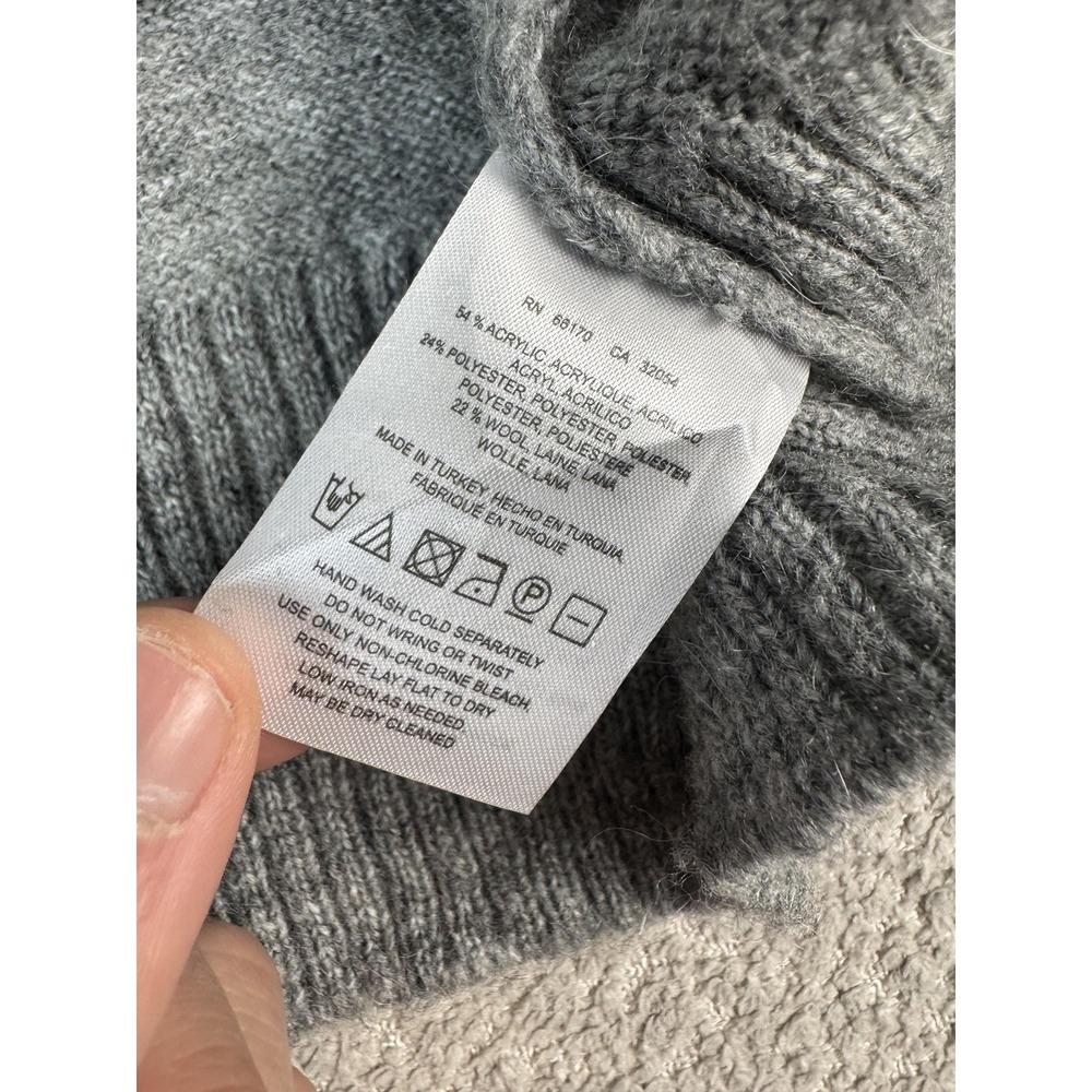 MOTH Sweater Womens Extra Small Gray Dog Intarsia Mock Neck Pullover Knit‎ - Picture 5 of 8